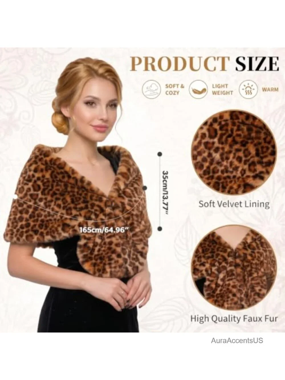 Faux Fur Collar Scarf Wrap Winter Stole Shawl Shrug Neck Warmer